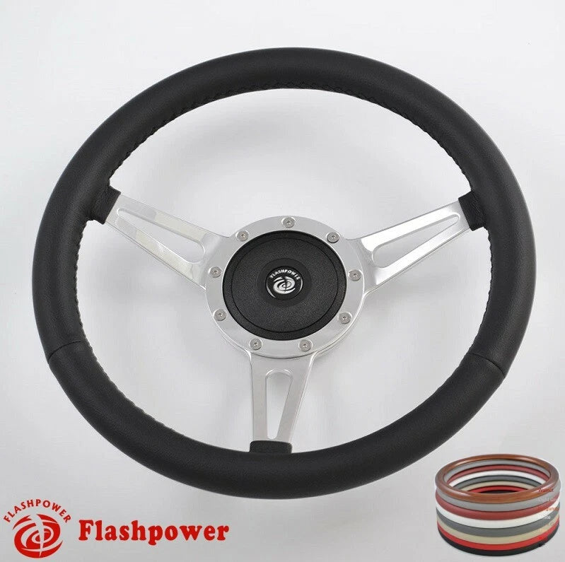 15" Classic Steering Wheel for Restoration Austin Healey Sprite Black Full Wrap