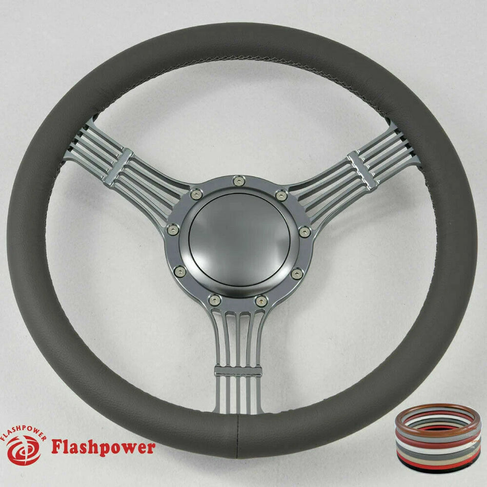 14'' Billet Banjo Steering Wheel Full Wrap Chevy GMC Ford W/Horn