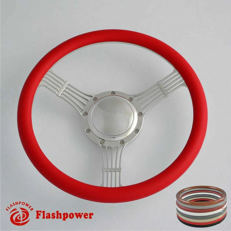 15.5'' Billet Steering Wheels Banjo Half Wrap Restoration Chevy Ford Mopar