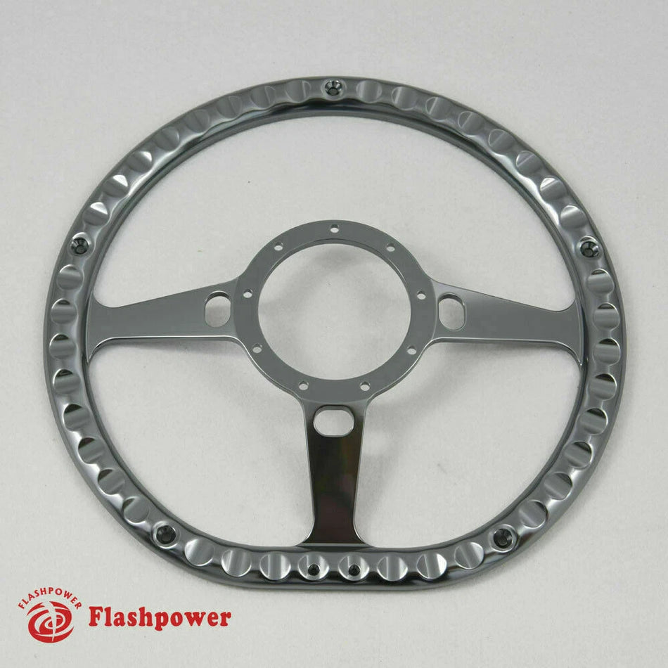 14'' Gun Metal Billet Steering Wheel Caprice GM S10 Blazer W/Horn