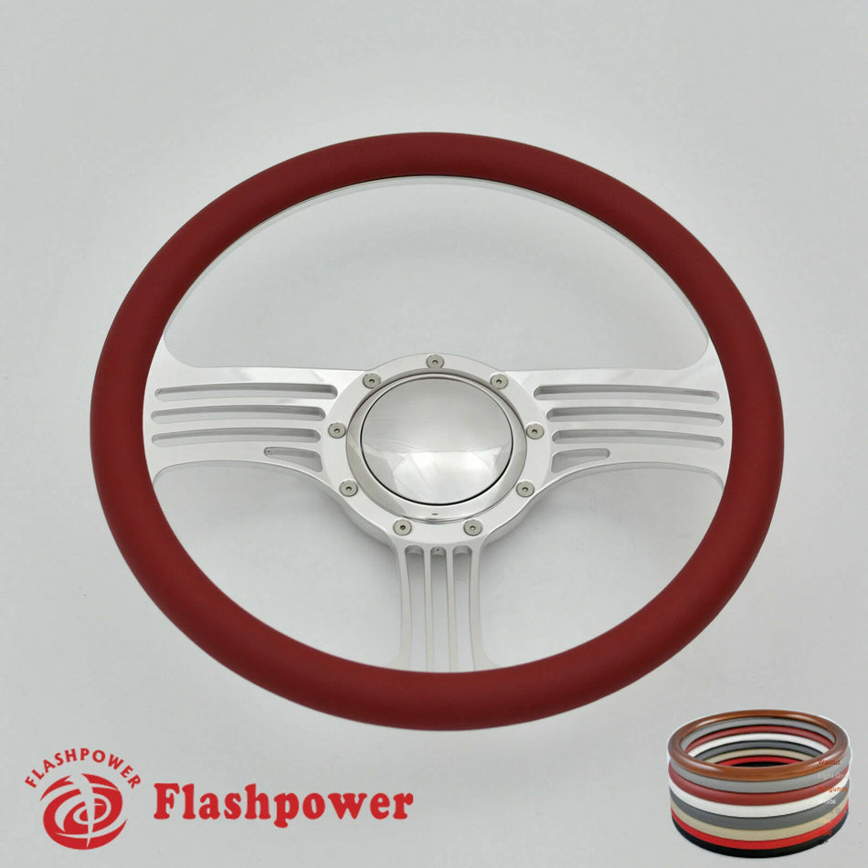 14'' Billet Steering Wheels Half Wrap Impala Chevy II Nova Chevelle w/ Horn