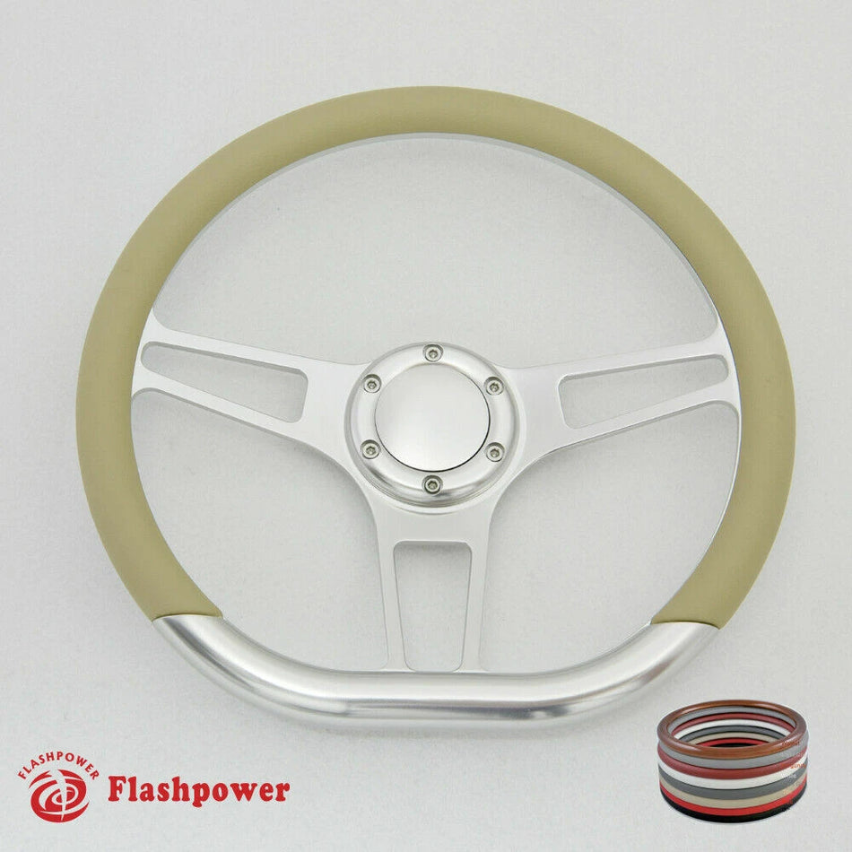 14'' D Type Billet Steering Wheel Half Wrap Muscle Car GMC W/Horn Button