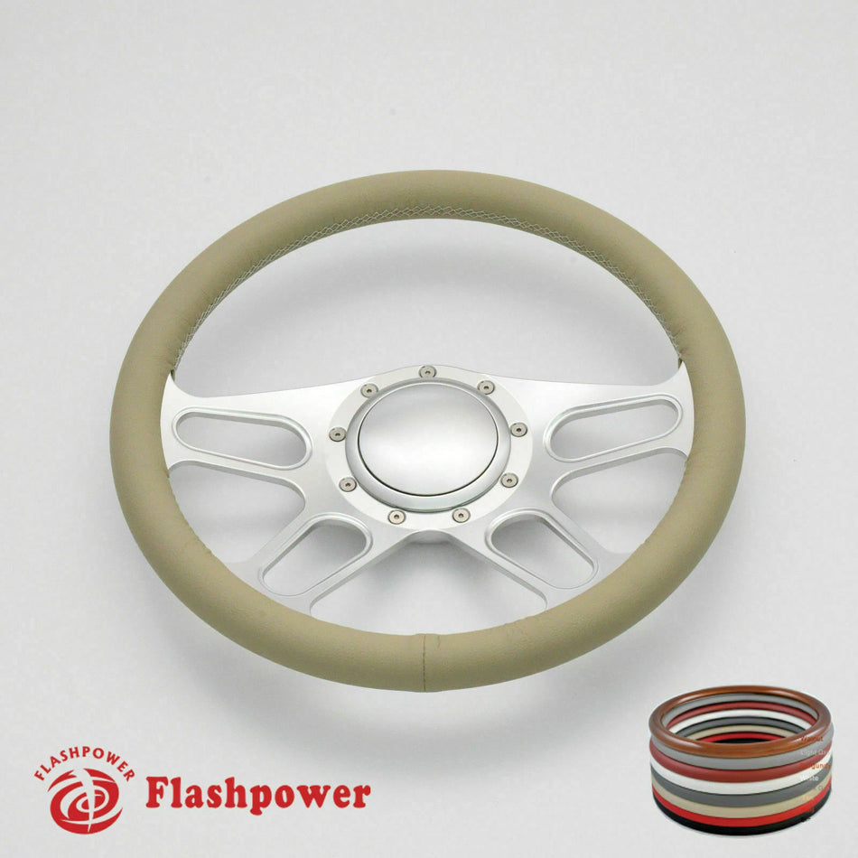 15.5'' Satin Billet Steering Wheel Black Full Wrap Buick Chevy GMC GTO W/ Horn