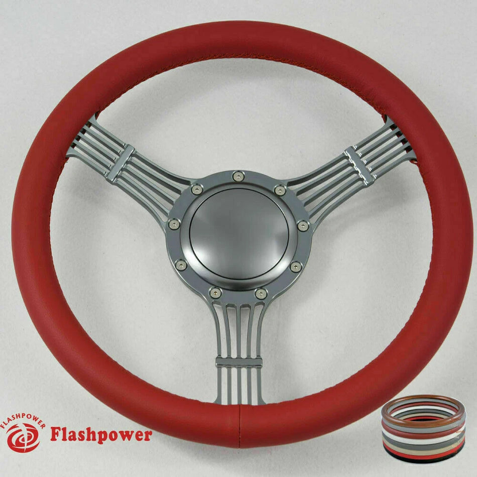 15.5'' Billet Banjo Steering Wheel Full Wrap Chevy GMC Ford W/Horn