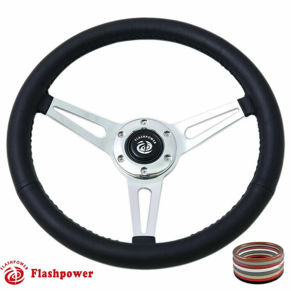 15" Classic Steering Wheel Black Chevy GMC Impala GTO W/ Horn