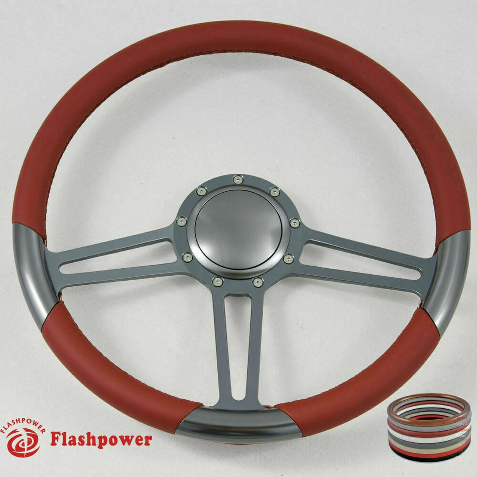 15.5'' Billet Steering Wheel Full Wrap Chevy Blazer C10 W/Horn