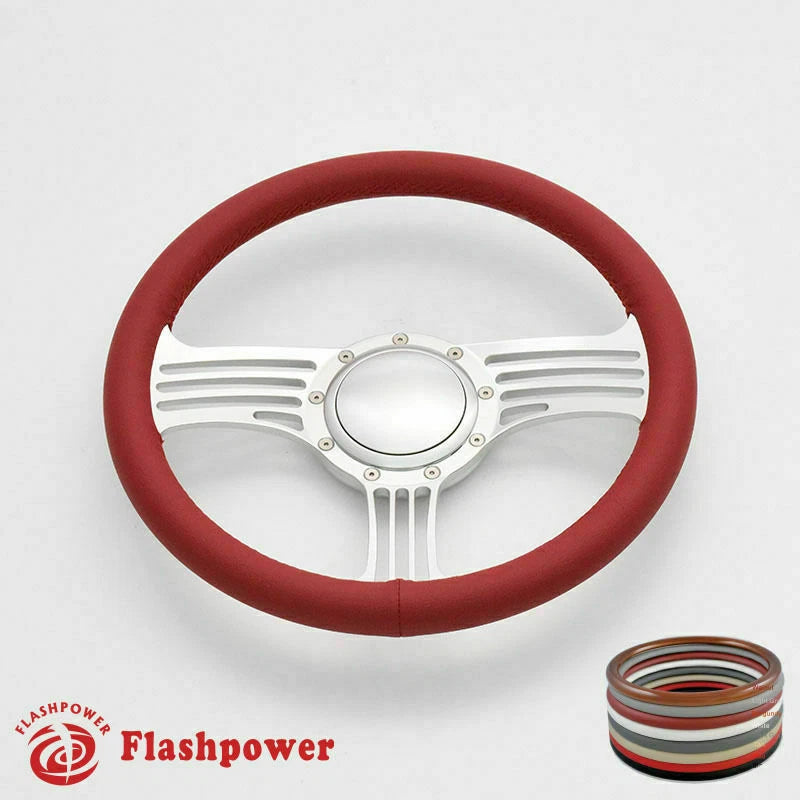 15.5'' Satin Billet Steering Wheel Full Wrap GTO Chevy GMC W/ Horn Button