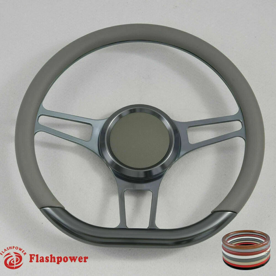 14'' Gun Metal Billet Steering Wheel Wrap LTD C10 Blazer Impala LUV W/Horn