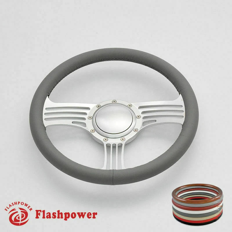 15.5'' Satin Billet Steering Wheel Full Wrap GTO Chevy GMC W/ Horn Button