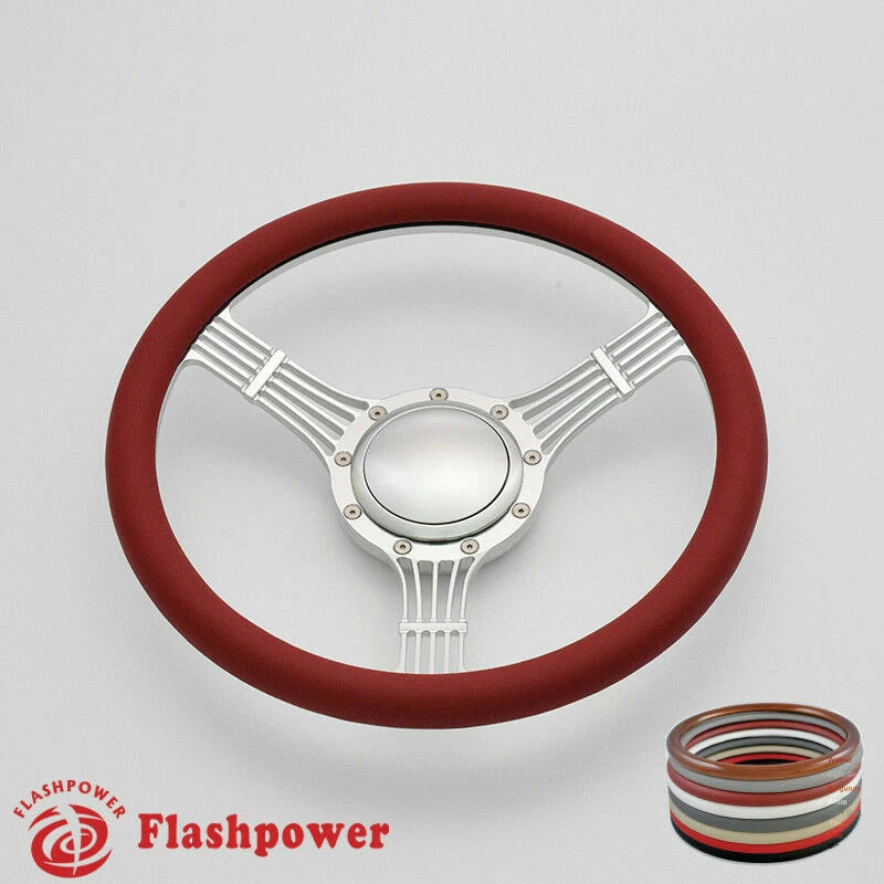 14'' Billet Steering Wheels Half Wrap Banjo Wrangler YJ Cherokee Jeep GMC w/ Horn