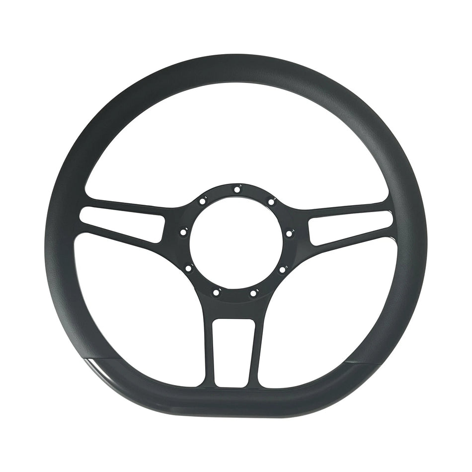 14'' D Type Billet Steering Wheel  Vinyl Muscle Car Mustang w/Horn Button