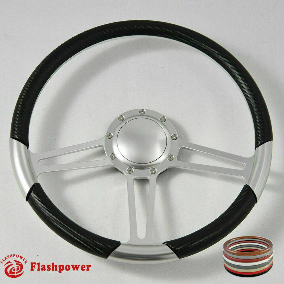 15.5'' Satin Billet Steering Wheel Full Wrap Firebird Chevy