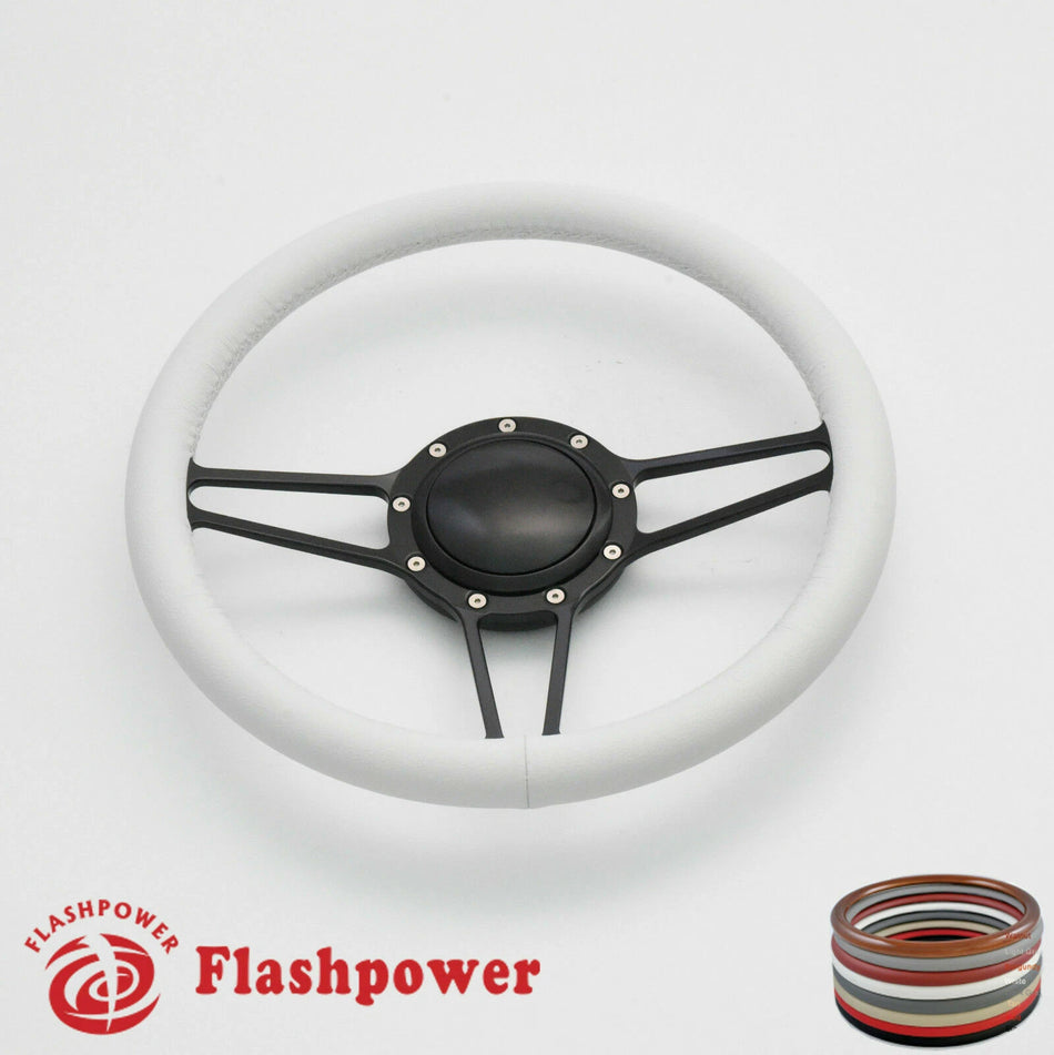 14'' Billet Steering Wheels Full Wrap Impala Chevy II Nova Chevelle w/ Horn