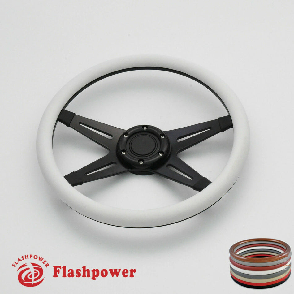 14'' Billet Steering Wheels Half Wrap Custom Chevy Ididit Flaming River w/ Horn