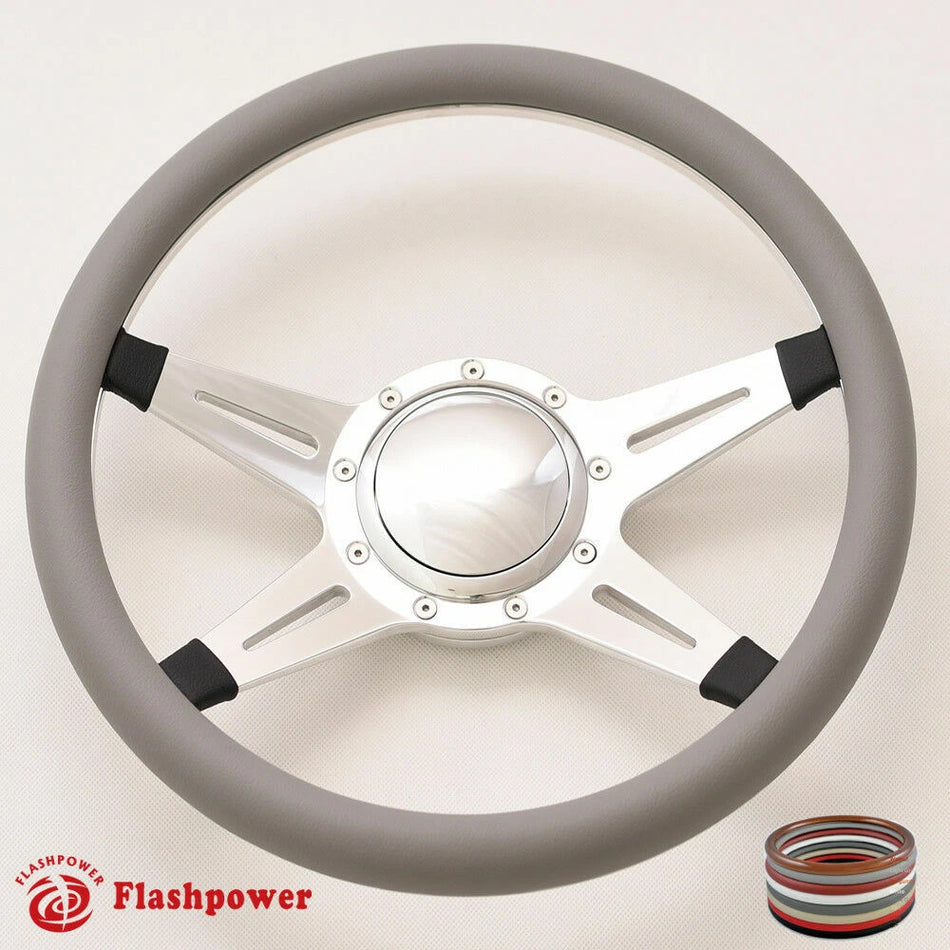 14'' Billet Steering Wheels Half Wrap Bronco F150 Mercury Capri Lincoln w/ Horn
