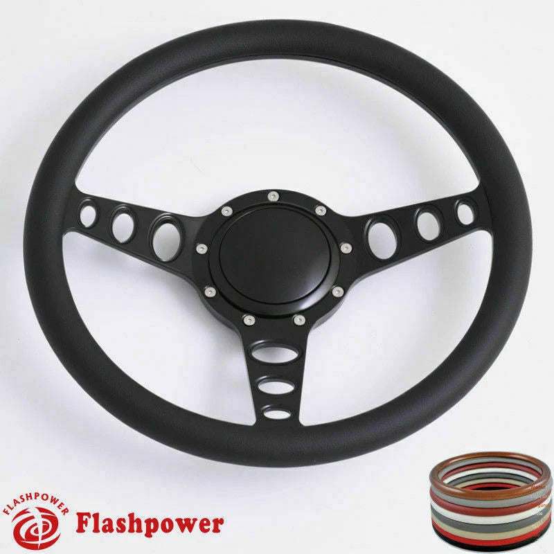 15.5'' Black Billet Steering Wheel Half Wrap GM Cutlass Impala Chevy W/H