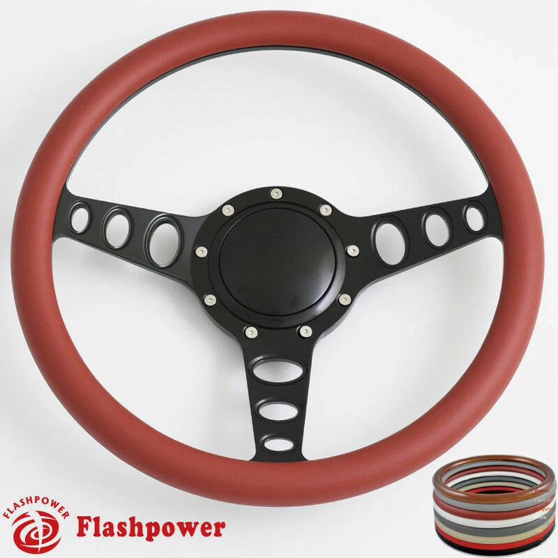 14'' Billet Steering Wheels Half Wrap Restoration Chevy Ford Mopar w Horn Button