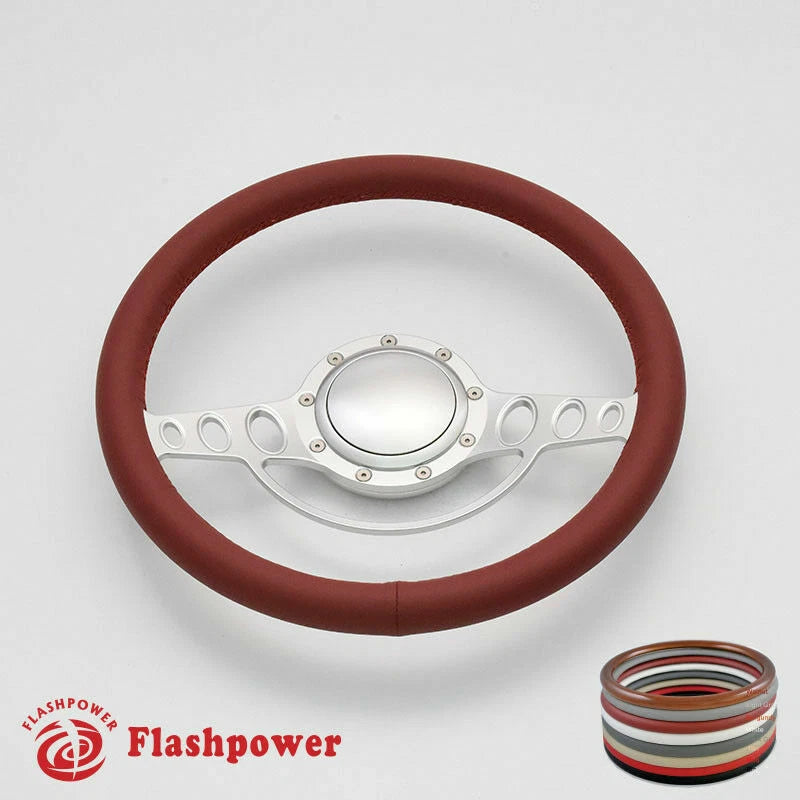 14'' Billet Steering Wheels Full Wrap Impala Chevy II Nova Chevelle w/ Horn