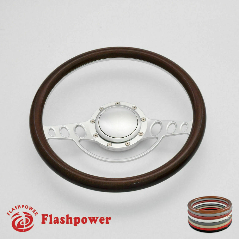 14'' Billet Steering Wheels Full Wrap Impala Chevy II Nova Chevelle w/ Horn