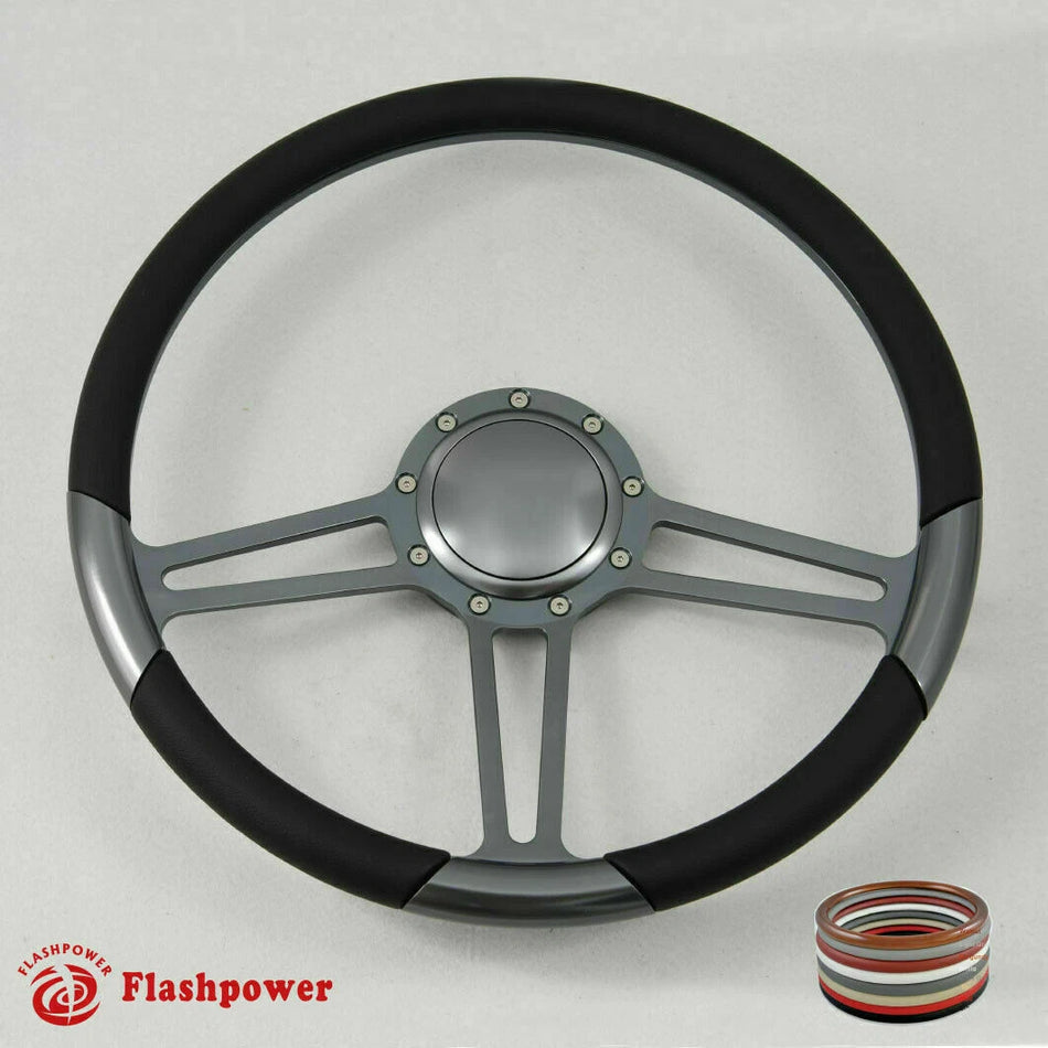 15.5'' Gun Metal Billet Steering Wheel Caprice GM Chevy Blazer W/Horn