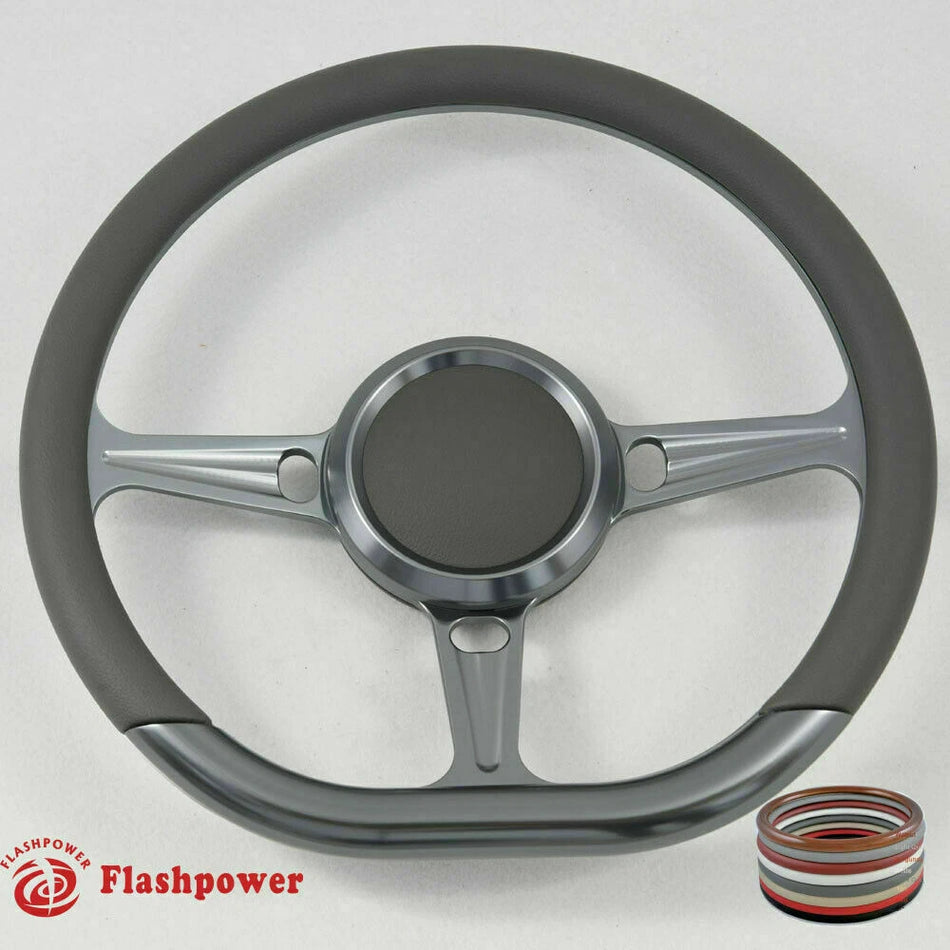 14'' Gun Metal Billet Steering Wheel Caprice GM S10 Blazer W/Horn