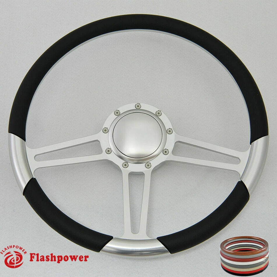 15.5'' Satin Billet Steering Wheel Full Wrap Firebird Chevy