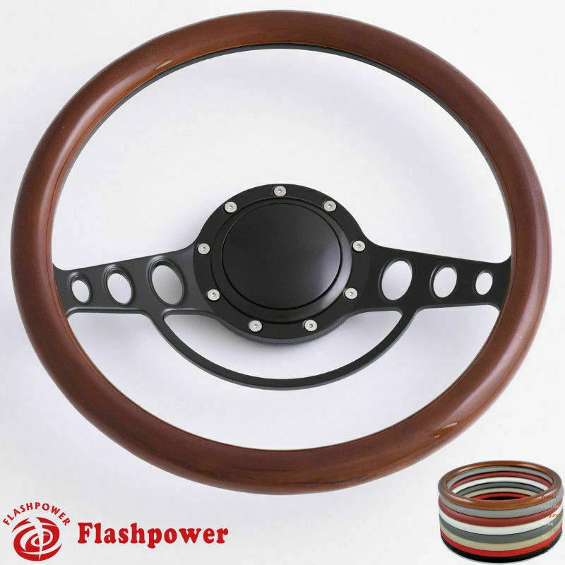 15.5'' Billet Steering Wheel Full Wrap Ford GM Cutlass Impala Chevy W/Horn