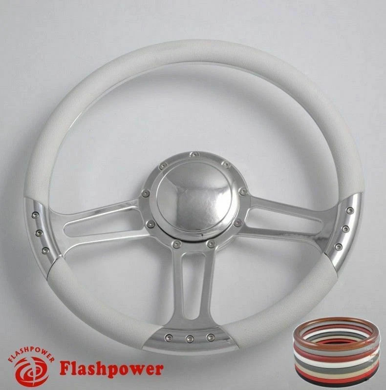 14'' Billet Steering Wheels  Wrap Impala Wrangler YJ Cherokee Jeep w/Horn