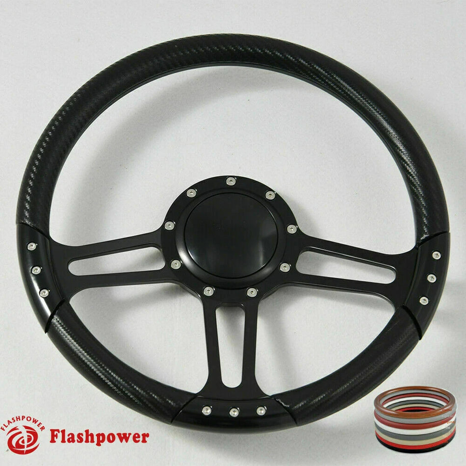 14'' Billet Steering Wheel Full Wrap Blazer Chevy Ford W/Horn