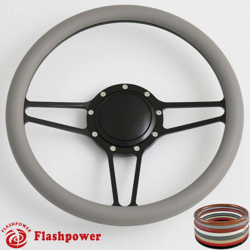 14'' Billet Steering Wheels Full Wrap Impala Chevy II Nova Chevelle w/ Horn