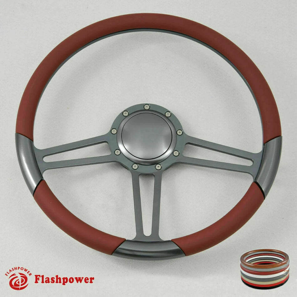 15.5'' Gun Metal Billet Steering Wheel Caprice GM Chevy Blazer W/Horn