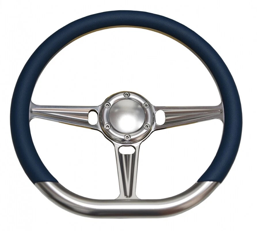 14'' D Type Billet Steering Wheel Half Wrap Muscle Car GMC W/Horn Button