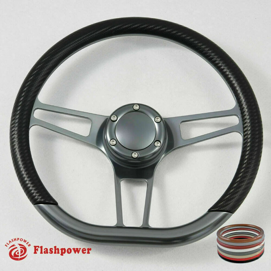 14'' Gun Metal Billet Steering Wheel Caprice S10 Chevy Blazer W/Horn