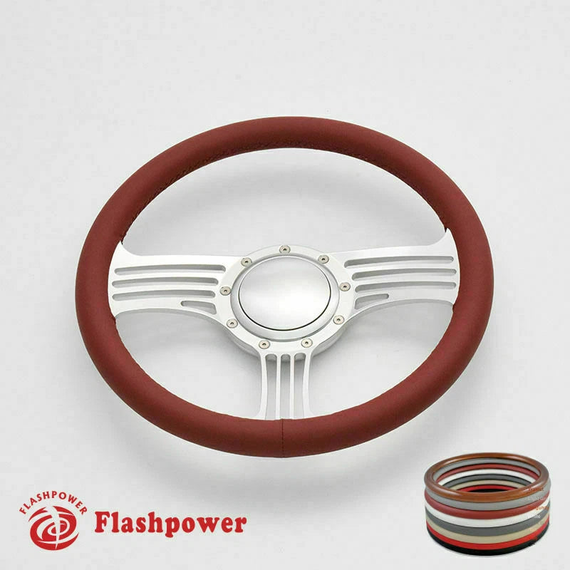 15.5'' Satin Billet Steering Wheel Full Wrap GTO Chevy GMC W/ Horn Button