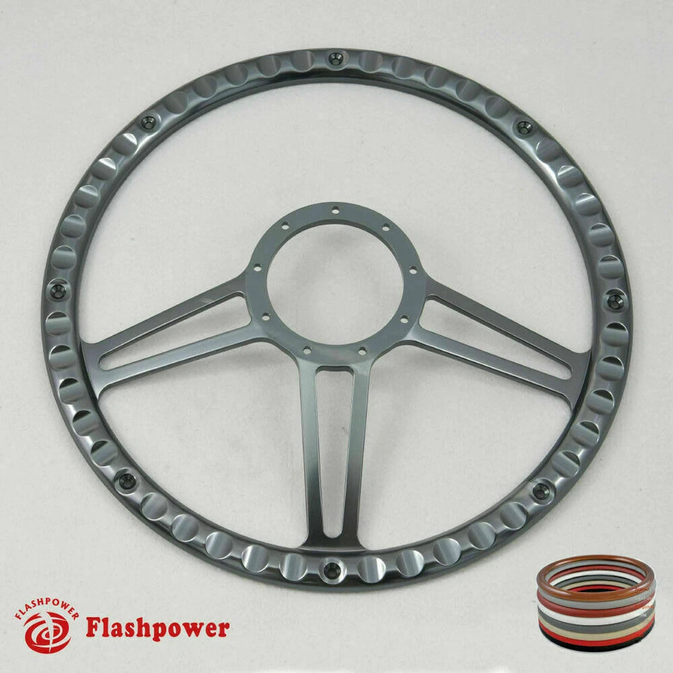 15.5'' Gun Metal Billet Steering Wheel Caprice GM Chevy Blazer W/Horn