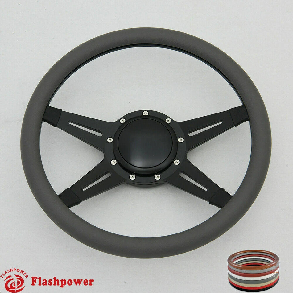 14'' Billet Steering Wheels Full Wrap Ford GM Corvair Impala Chevy w/Horn