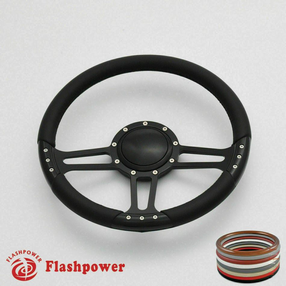 14'' Billet Steering Wheel Full Wrap Blazer Chevy Ford W/Horn