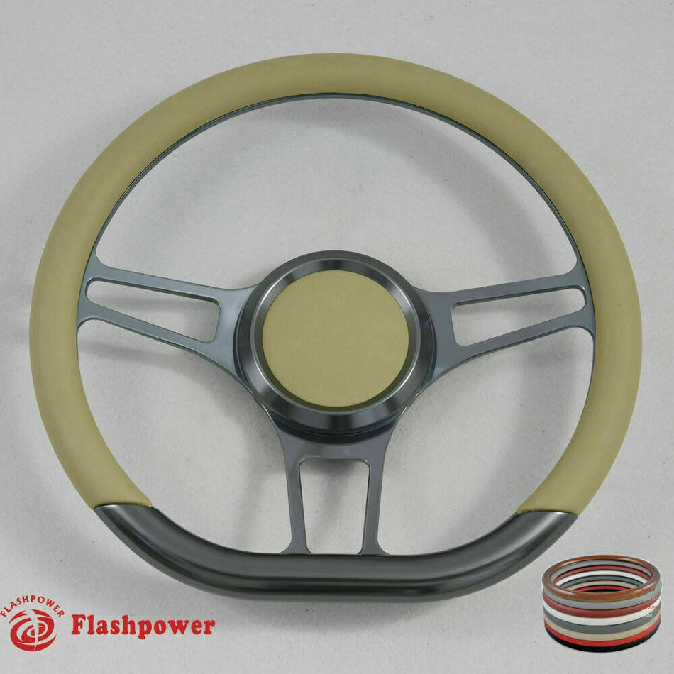 14'' Gun Metal Billet Steering Wheel Wrap LTD C10 Blazer Impala LUV W/Horn