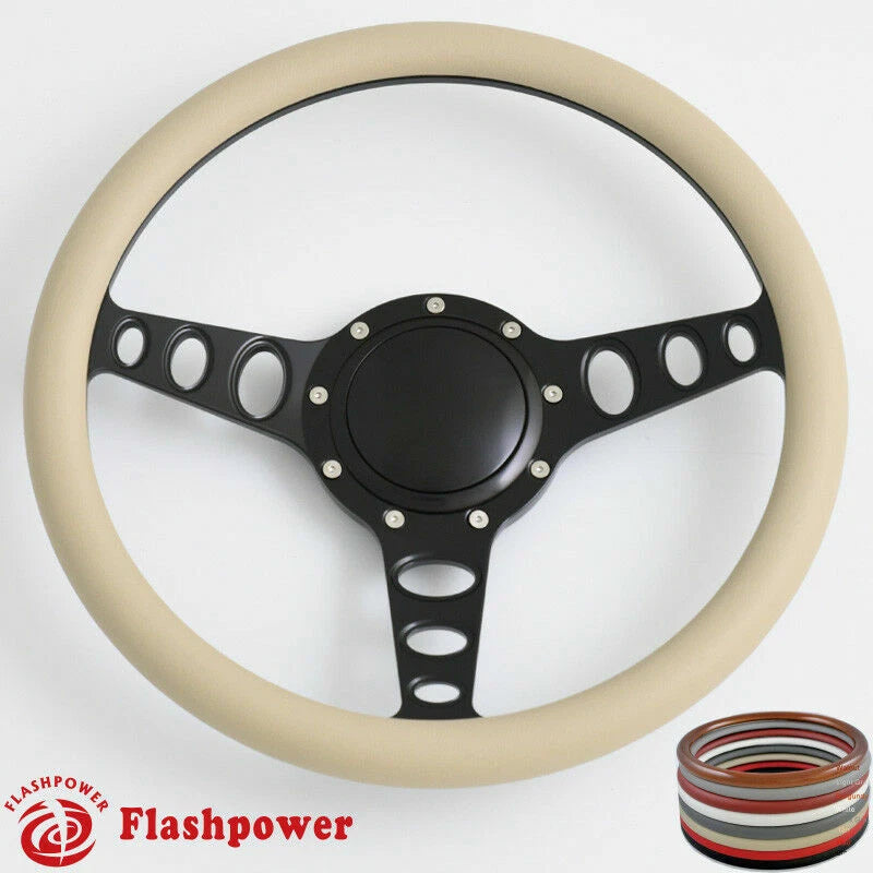 14'' Billet Steering Wheels Half Wrap Restoration Chevy Ford Mopar w Horn Button