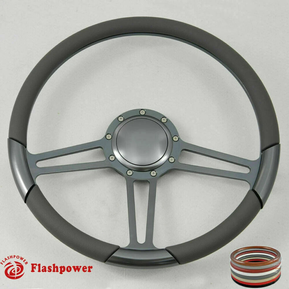 15.5'' Gun Metal Billet Steering Wheel Caprice GM Chevy Blazer W/Horn