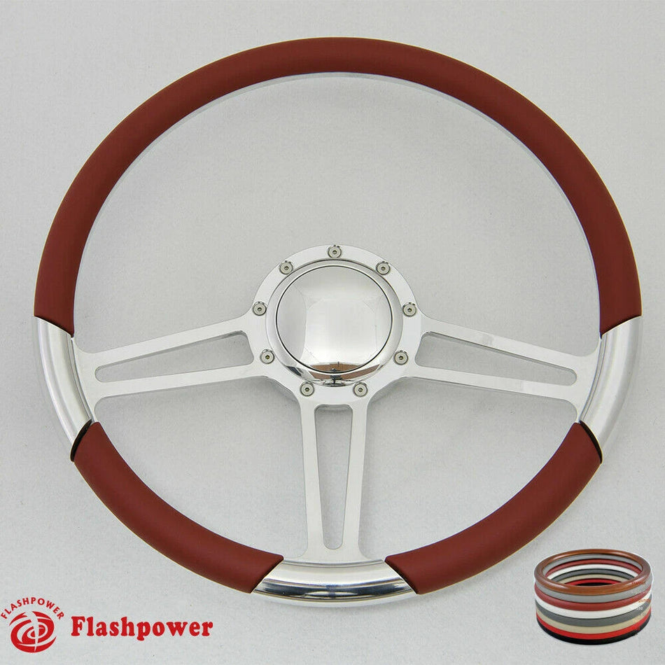15.5'' Polished Billet Steering Wheel Half Wrap Firebird Chevy