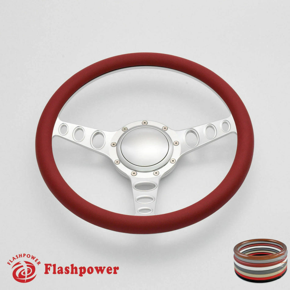 14'' Billet Steering Wheel Black Half Wrap Chevrolet Monte Carlo Camaro w/ Horn