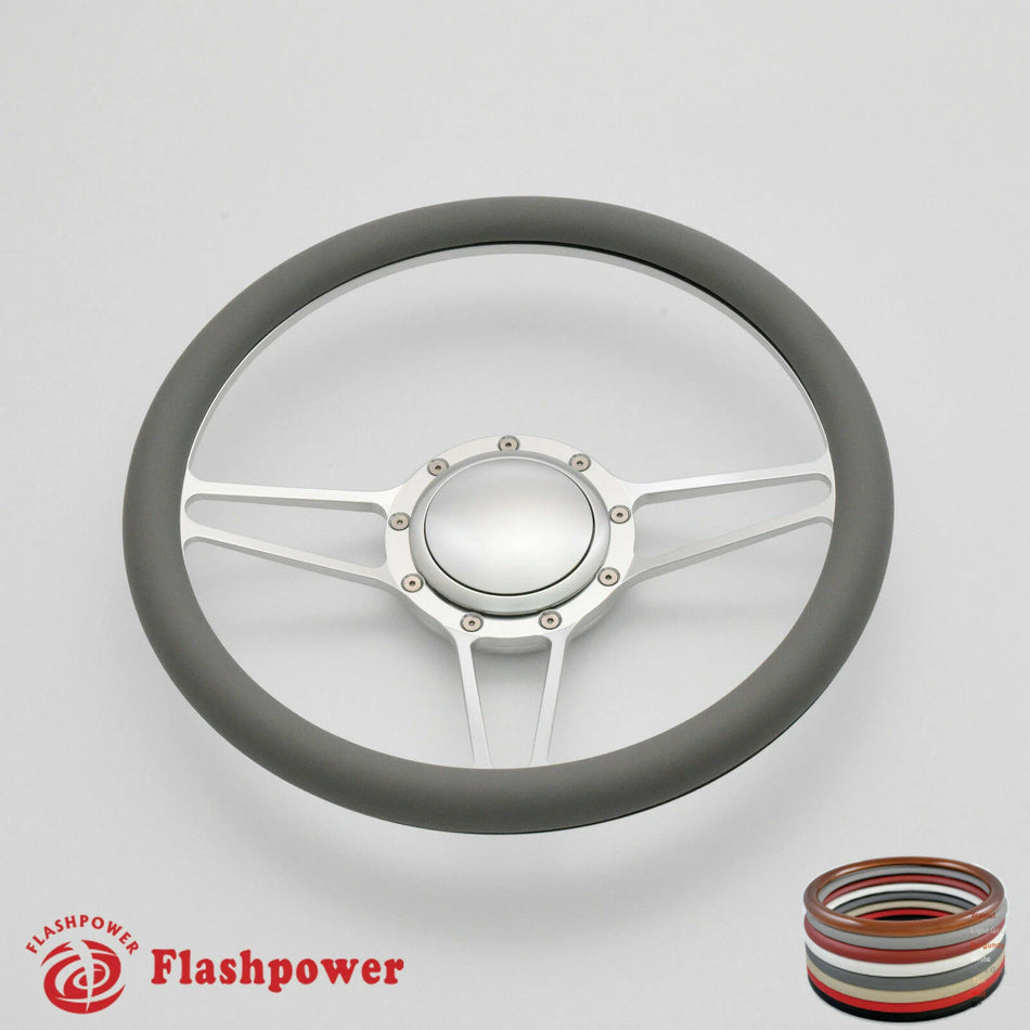 14'' Billet Steering Wheels Half Wrap Dodge Challenger Charger Dayton Satin