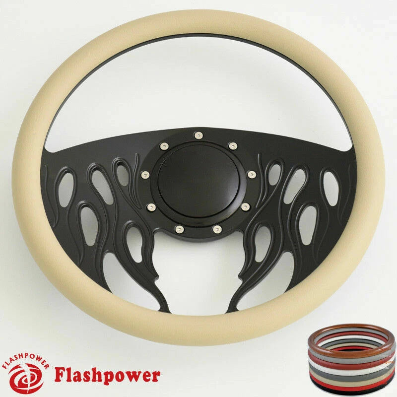 14'' Billet Steering Wheels Half Wrap Dodge Challenger Charger Daytona w/ Horn