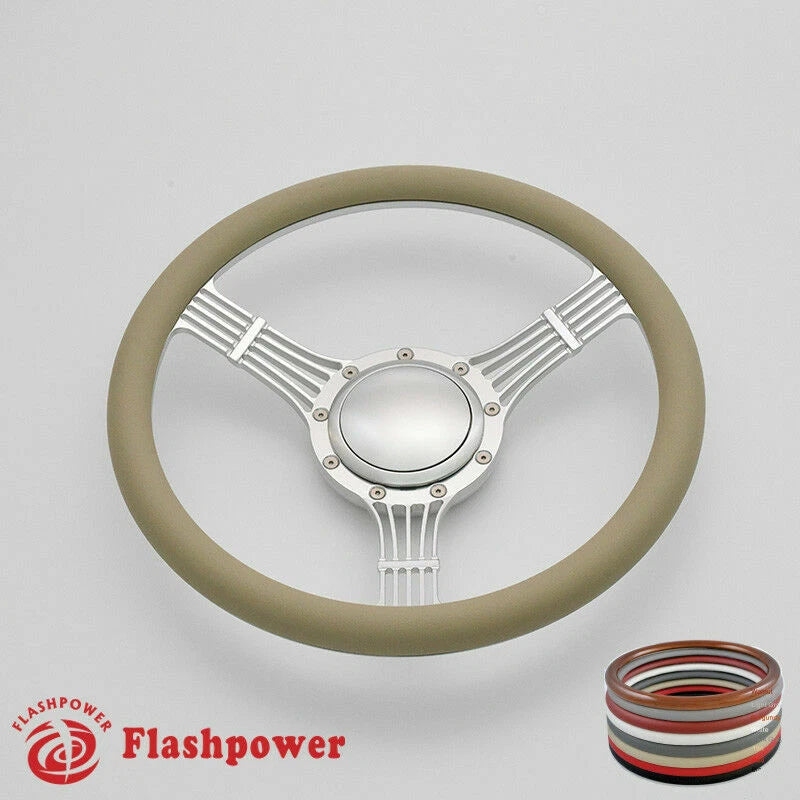 14'' Billet Steering Wheels Half Wrap Banjo Wrangler YJ Cherokee Jeep GMC w/ Horn