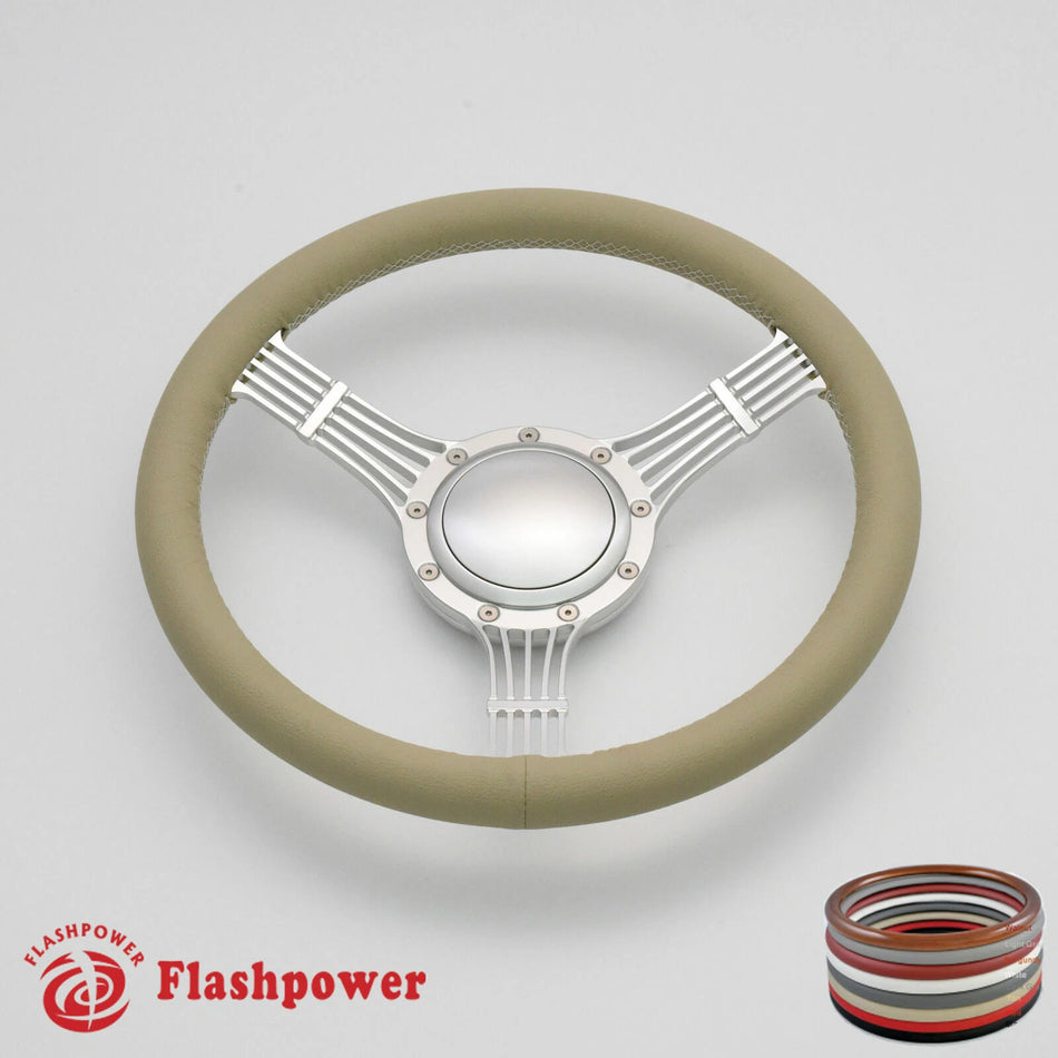 14'' Billet Steering Wheels Full Wrap Banjo Wrangler YJ Cherokee Jeep w/ Horn