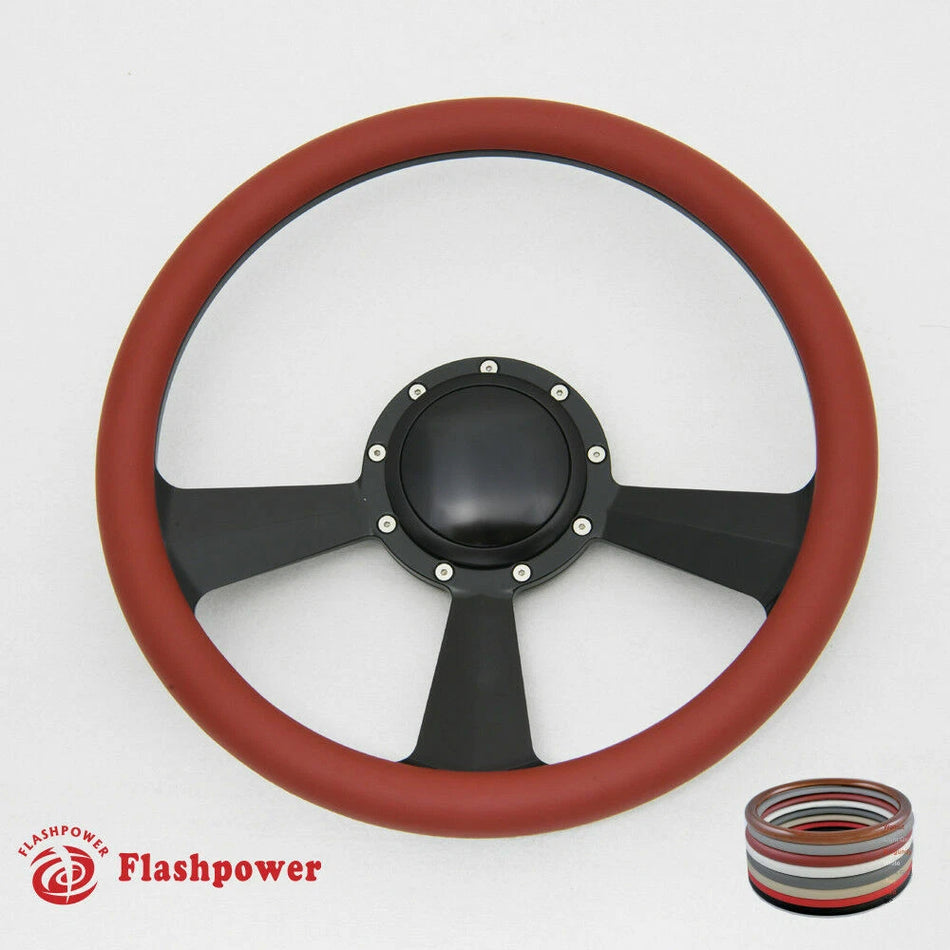 15.5'' Billet Steering Wheel Half Wrap Replacement GMC Chevy W/ Horn Button