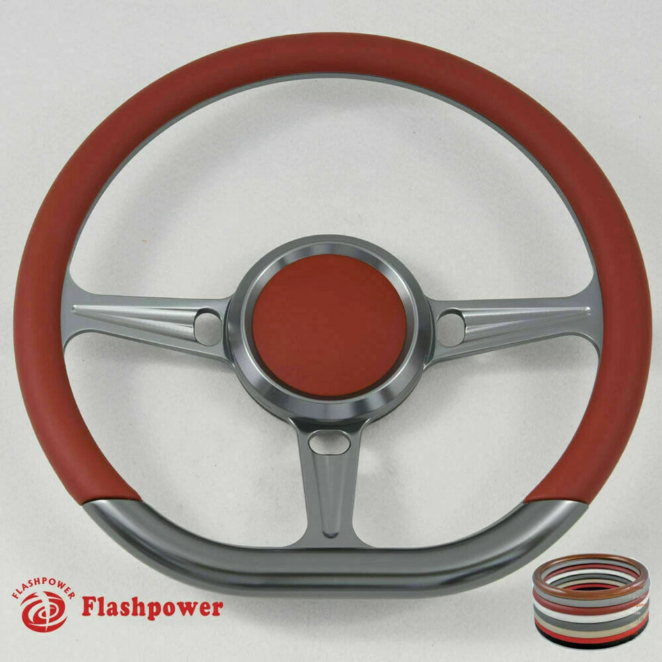 14'' Gun Metal Billet Steering Wheel Caprice GM S10 Blazer W/Horn
