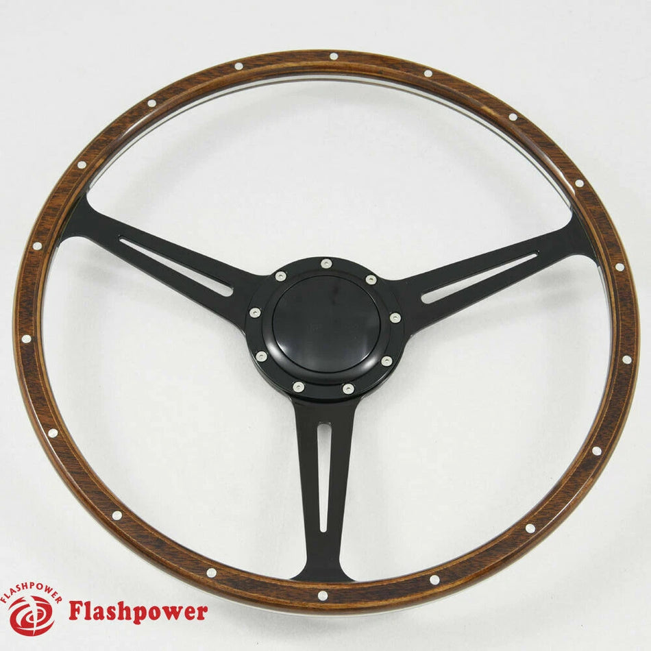 17" Black Wood Steering Wheel Mini MG GT MGB Midget W/Horn