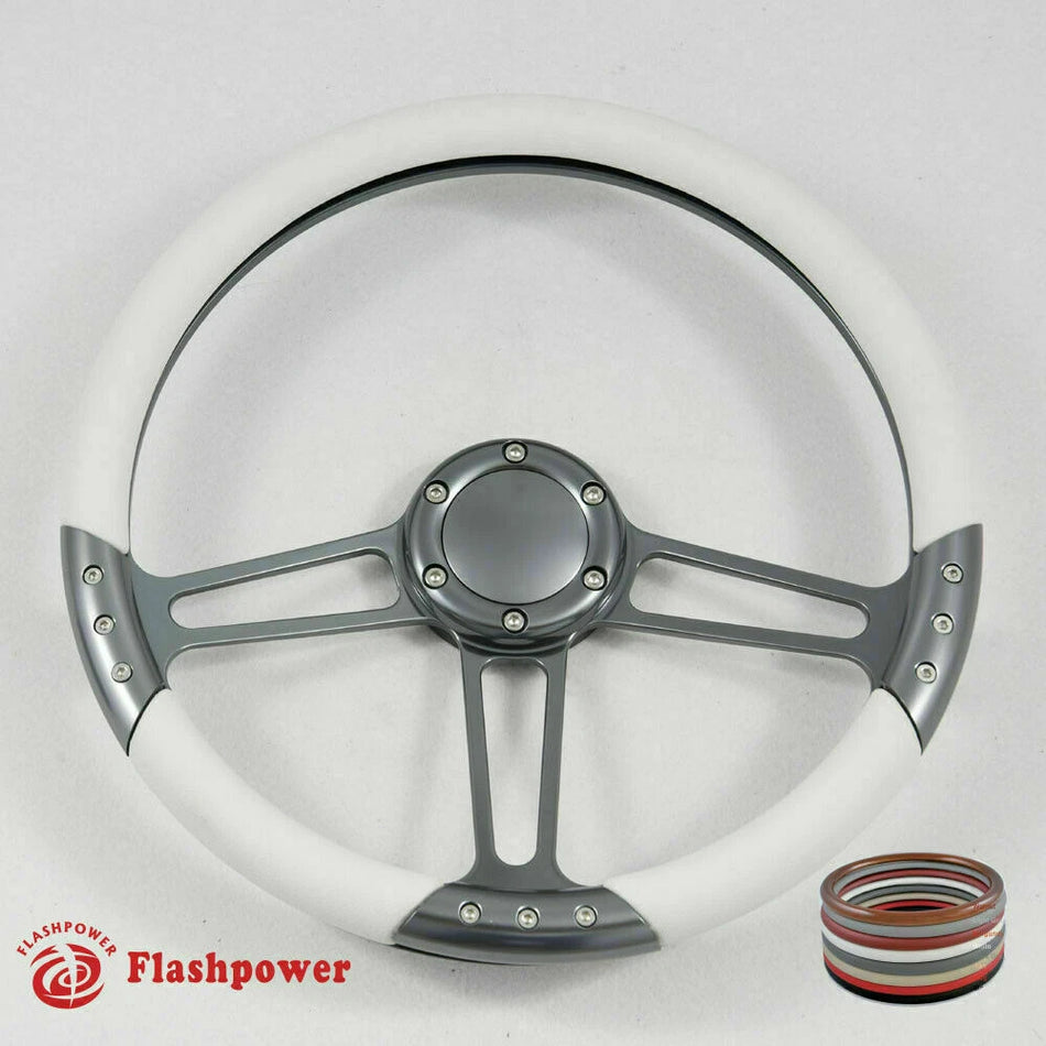14'' Gun Metal Billet Steering Wheel Half Wrap GM Impala C10 W/Horn